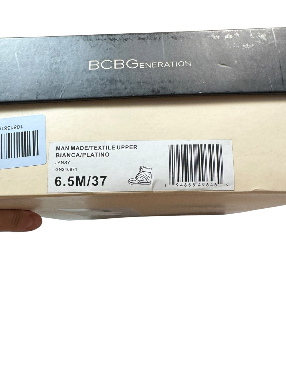 New BCBGeneration Jansy High-Top Wedge Sneakers In Bianca/Platino Size 6.5 - Picture 8 of 8